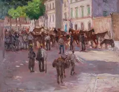 Requisizione di quadrupedi a Sorano by Giuseppe Fraschetti, oil on panel, offered Jul 2023