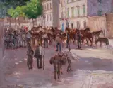 Giuseppe Fraschetti, Requisizione di quadrupedi a Sorano, oil on panel