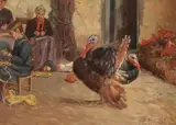 Nel cortile by Ruggero Focardi, oil on panel, offered Jul 2023