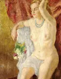 Giuseppe Fraschetti, Nudo con fiori e collana, oil on canvas