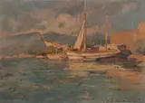 Marina by Carlo Domenici, oil on faesite, offered Jul 2023