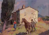 Meriggio by Carlo Domenici, oil on compensato, offered Jul 2023