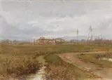 Giorgio Lucchesi, Paesaggio, oil on canvas applicata on cardboard