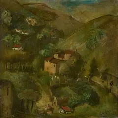 Montagne pistoiesi by Ermanno Toschi, oil on compensato, offered Jul 2023