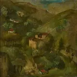 Ermanno Toschi, Montagne pistoiesi, oil on compensato
