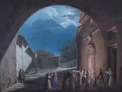 Funerale by Romolo Liverani, tempera on canvas, offered Jul 2023