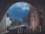 Funerale by Romolo Liverani, tempera on canvas, offered Jul 2023
