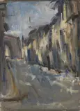 Enzo Pregno, Veduta urbana, oil on canvas