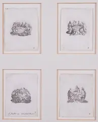 Les quatre banquets by Jacques Callot, Serie completa di quattro acqueforti, offered Jul 2023