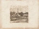 Giorgio Morandi, Paesaggio con la ciminiera (sobborghi di Bologna), 1926, etching on zinco