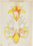 Giacomo Balla, Fiore futurista - progetto arancio, giallo e lilla, 1918, Tempera