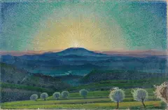Gerardo Dottori, Paesaggio umbro, oil on canvas applicata on panel