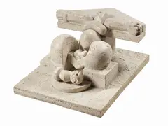Pietro Cascella, Nascita, 1976, Scultura in travertino