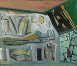Mario Sironi, Composizione (I due mondi), oil on canvas