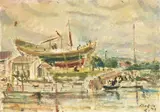 Filippo de Pisis, Porto Canale, 1941, oil on canvas board