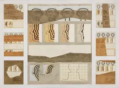Angelo Cagnone, Dei pronomi, 1976, mixed media and collage on canvas