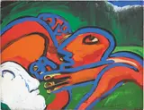 Bengt Lindström, Personaggi, tempera on paper applicata on canvas