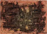 Mario Nigro, Mythologic moment, 1958, oil and mixed media on canvas