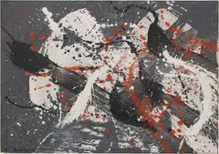 Toti Scialoja, Senza titolo, 1986, oil on cardboard applicato on panel