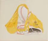 Tom Wesselmann, Study for Sneakers and Yellow Bra (Cut Out), 1981, pencil and acrylic on paper cotone applicata on card