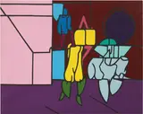 Valerio Adami, I giocolieri, 1969, acrylic on canvas
