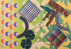 Peter Phillips, Senza titolo, 1974, lithograph a colori and collage on paper