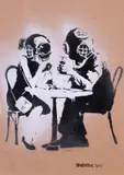 Think Tank Lovers by Banksy, 2015, stencil and spray on cardboard, offered May 2023