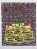 Enrico Baj, «Ninette de Valois» e «Marceline Des Bordes-Valmore», 1975, lithograph a colori and mixed media