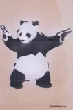 Panda with Guns by Banksy, 2015, stencil and spray on cardboard, offered May 2023