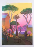 Salvo, Paesaggio tropicale, Acquatinta a colori