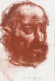 Pietro Annigoni, Testa di uomo, biacca and sanguigna on card