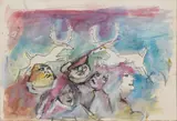 Mino Maccari, Senza titolo, mixed media on paper applicata on faesite