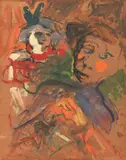 Mino Maccari, Figure, 1943, mixed media on paper applicata on canvas