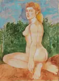 Franco Gentilini, Nudo, 1979, mixed media on paper