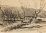 Paesaggio by Arturo Tosi, 1911, charcoal on paper, offered May 2023