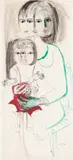 Bruno Cassinari, Maternità, 1967, mixed media on canvas