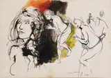 Renato Guttuso, Susanna (Rembrandt), ink and gouache on paper applicata on canvas