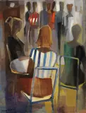 Caffè cittadino by Eliano Fantuzzi, oil on canvas, offered May 2023
