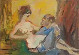 Figure by Mino Maccari, 1967, oil on compensato, offered May 2023