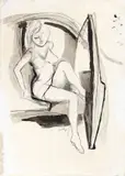 Renato Guttuso, Figura femminile, pencil