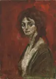 Alberto Sughi, Ritratto, tempera on paper applicata on canvas