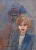 Figure by Mino Maccari, oil on compensato, offered May 2023