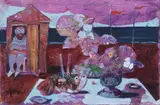 Sulla spiaggia by Antonio Possenti, oil on canvas board, offered May 2023