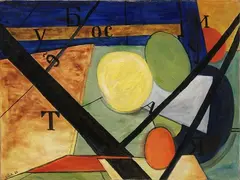 Composition constructiviste by Samuel Jakovlevic Adlivankin, 1928, oil on canvas, offered May 2023