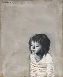 Xavier Bueno, Bambina, 1967, oil and mixed media on canvas tesa on panel