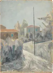 Strada by Quinto Martini, oil on cardboard, offered Apr 2023