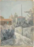 Quinto Martini, Strada, oil on cardboard