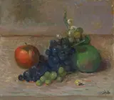 Italo Griselli, Mele e uva, oil on panel