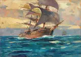 Vento in poppa by Renato Natali, oil on compensato, offered Apr 2023