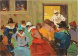 Mascherata by Renato Natali, oil on faesite, offered Apr 2023